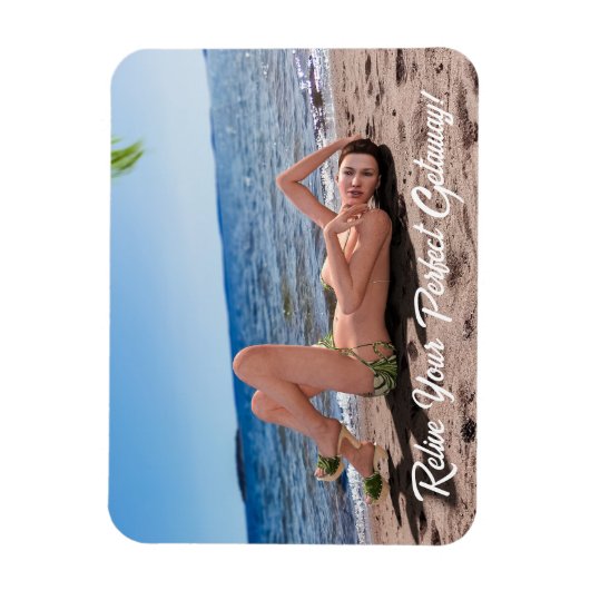 Magnet Flexible Spring Break Girl Lying on Sandy Beach (Vertical)
