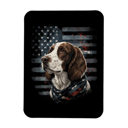 Magnet Flexible Springer Spaniel Chien Drapeau Américain (Vertical)