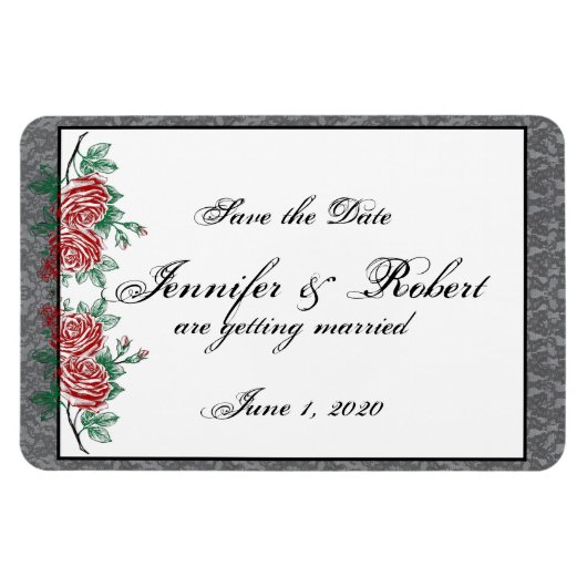 Magnet Flexible Squelette gothique Mains Roses mariage Enregistrer (Horizontal)