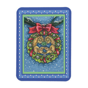 MAGNET FLEXIBLE SQUIRRELS DE BATTERIE SOUS MISTLETOE, VARIE NUT