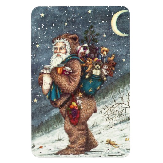 MAGNET FLEXIBLE ST. NICK DANS LA COUVERTURE TEDDY BEAR, NOËL TEDDI (Vertical)