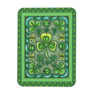 MAGNET FLEXIBLE ST. PATRICK'S DAY FOLK ART SHAMROCKS N'LADYBUGS