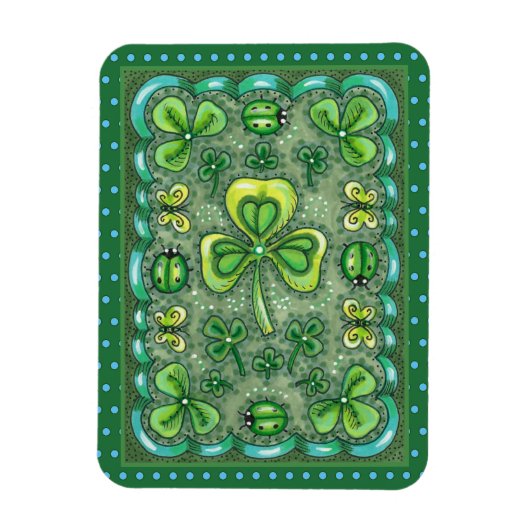 MAGNET FLEXIBLE ST. PATRICK'S DAY FOLK ART SHAMROCKS N'LADYBUGS (Vertical)