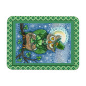 MAGNET FLEXIBLE ST. PATRICK'S DAY OWL, 4 HORLOGE LEPRECHAUN (Horizontal)
