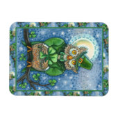 MAGNET FLEXIBLE ST. PATRICK'S DAY OWL, 4 HORLOGE LEPRECHAUN (Horizontal)