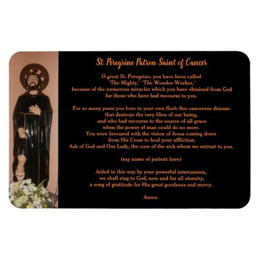 Magnet Flexible St Peregrine Patron Saint du Cancer Patients (Horizontal)