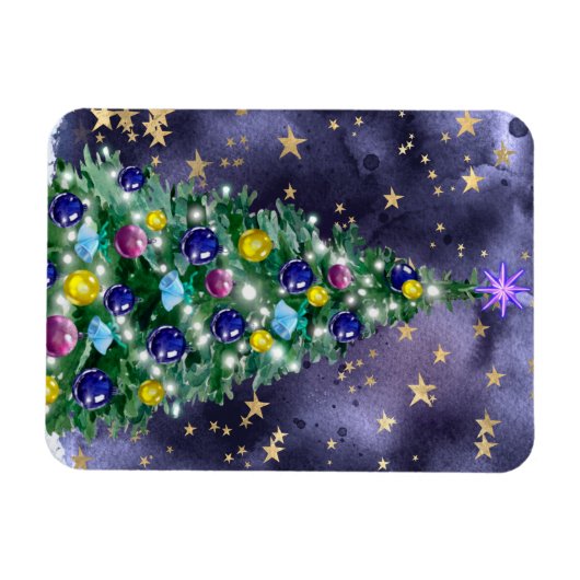 Magnet Flexible Starry Night Christmas Tree (Horizontal)