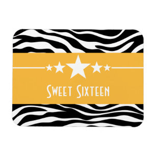 Magnet Flexible Stars Zebra Print Sweet 16 Magnet, Jaune