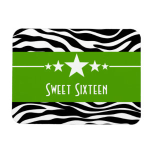 Magnet Flexible Stars Zebra Print Sweet 16 Magnet, Vert