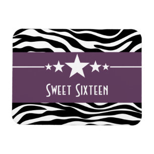 Magnet Flexible Stars Zebra Print Sweet 16 Magnet, violet