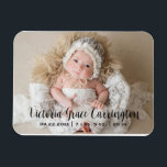 Magnet Flexible Statistiques modernes Nom Photo Naissance personna<br><div class="desc">Faire-part de naissance photo bébé personnalisé. Ajoutez votre photo de naissance. Ajoutez vos renseignements personnels pour vous customiser. Une façon douce de présenter votre nouvelle arrivée à toute votre famille et vos amis. Un garde-manger pour votre réfrigérateur.</div>