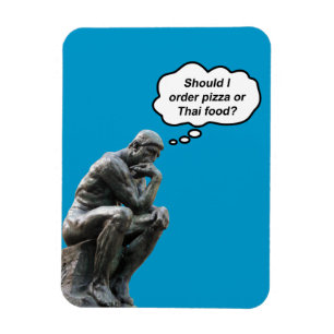 Magnet Flexible Statue drôle de Rodin Thinker - Pizza ou nourritur