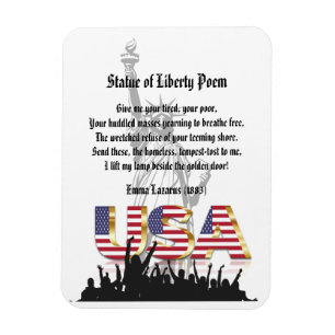 Magnet Flexible Statue du poème de la liberté, Une nation d'immigr