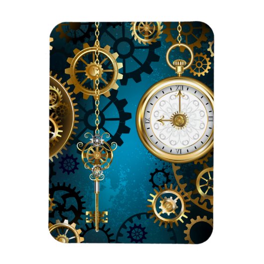 Magnet Flexible Steampunk Arrière - plan turquoise avec Gears (Vertical)