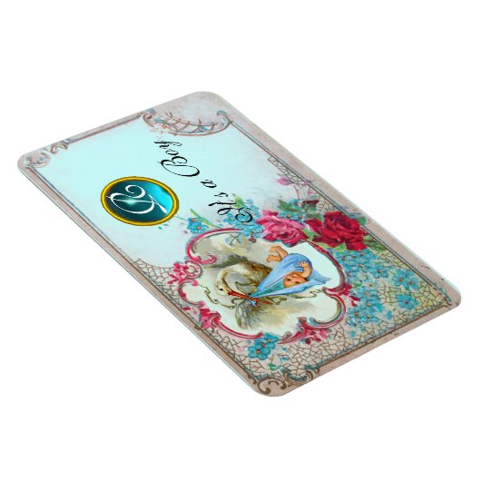 MAGNET FLEXIBLE STORK BÉBÉ GARÇON DOUCHE MONOGRAM (Côté Droit)