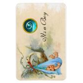 MAGNET FLEXIBLE STORK BÉBÉ GARÇON DOUCHE MONOGRAM (Vertical)