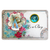 Magnet Flexible STORK BÉBÉ GARÇON MONOGRAM DOUCHE, blanc (Horizontal)