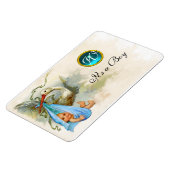 Magnet Flexible STORK BÉBÉ GARÇON MONOGRAM DOUCHE, blanc (Côté Gauche)