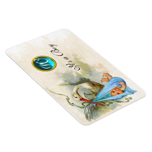 Magnet Flexible STORK BÉBÉ GARÇON MONOGRAM DOUCHE, blanc (Côté Droit)