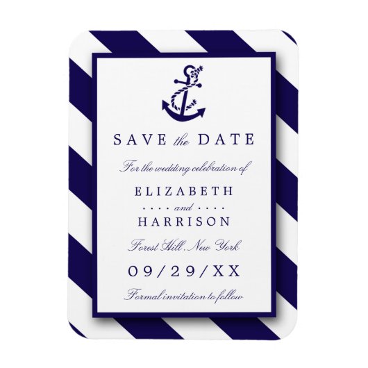 Magnet Flexible Stripes Nautiques & Ancre Bleue Marine Enregistrer (Vertical)