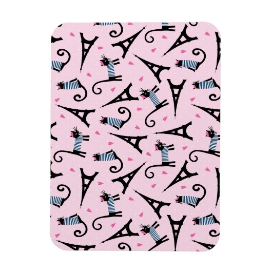 Magnet Flexible Style Français Chat Habillé Avec Motif Tour Eiffel (Vertical)