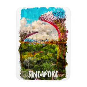 Magnet Flexible Style Singapore Asia Watercolor Travel