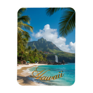 Magnet Flexible Style Vintage Hawaïen Palmiers Mer Bleu Ciel Voyag