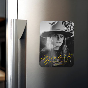 Magnet Flexible Stylish Gold Script Graduation Faire-part photo