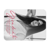 Magnet Flexible Stylish Red Script Graduation Faire-part Photo (Horizontal)