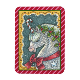 MAGNET FLEXIBLE SUCRE DE CANNE CHRISTMAS UNICORN, CHEVAL PONY MAGN