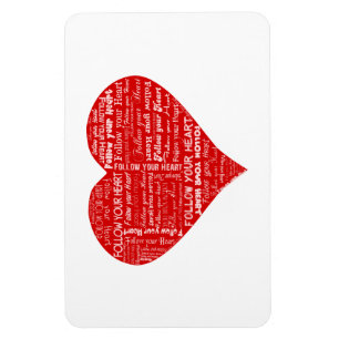 Magnet Flexible Suivez votre coeur rouge et blanc de coeur -