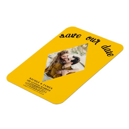 Magnet Flexible Sunflower Diamond Photo Wedding Enregistrer la dat (Côté Gauche)