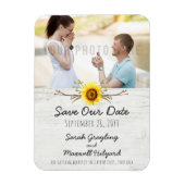 Magnet Flexible Sunflower & Rustic Wood Farm Wedding Enregistrer L (Vertical)