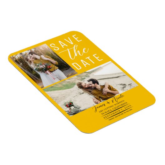 Magnet Flexible Sunflower Yellow 2 Photos Enregistrer la date Mari (Côté Droit)