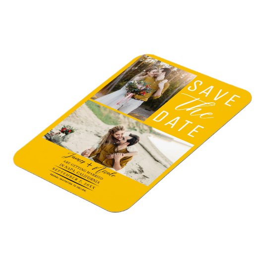 Magnet Flexible Sunflower Yellow 2 Photos Enregistrer la date Mari (Côté Gauche)