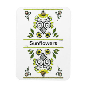 Magnet Flexible Sunflowers Folk Motif par Alexandra Cook
