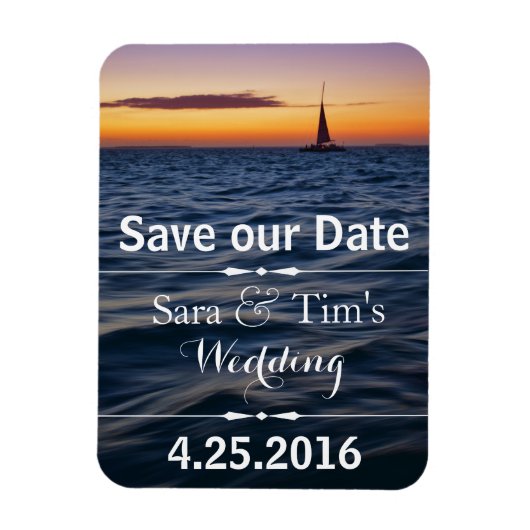 Magnet Flexible Sunset Sail Nautical Enregistrer la date (Vertical)