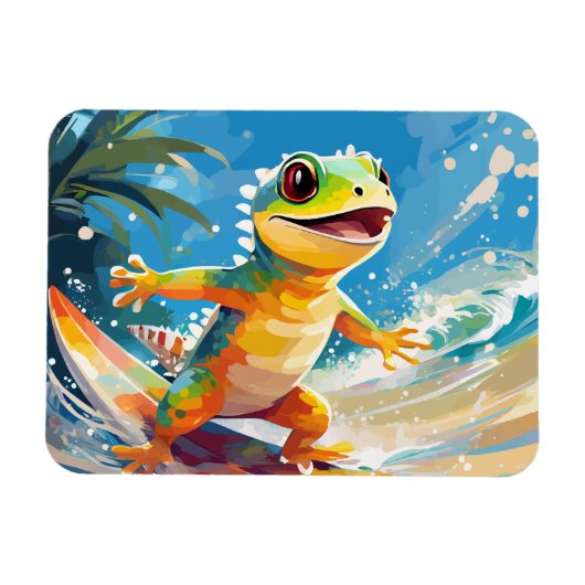 Magnet Flexible Surf Gecko Riding Les Vagues (Horizontal)
