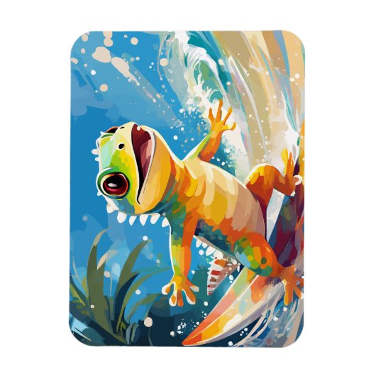 Magnet Flexible Surf Gecko Riding Les Vagues (Vertical)
