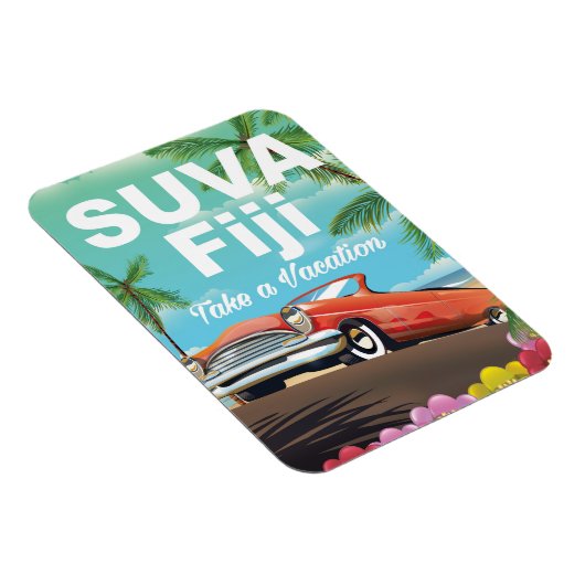 Magnet Flexible Suva, Fidji affiche de vacances vintage (Côté Droit)
