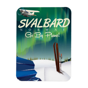 Magnet Flexible svalbard Norvège aurore boréale affiche de voyage