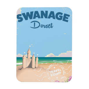 Magnet Flexible Swanage Dorset affiche vintage de voyage en bord d