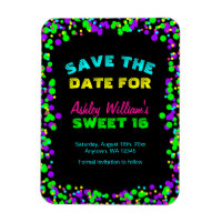 Sweet 16 Neon Glow Confetti Enregistrer la date