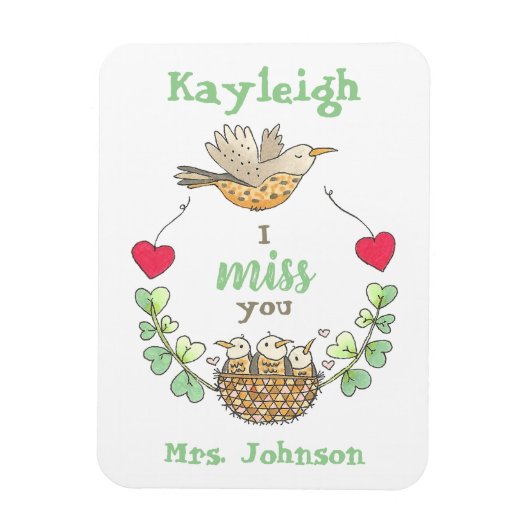Magnet Flexible Sweet Little Birds Je Vous Manque Professeur (Vertical)