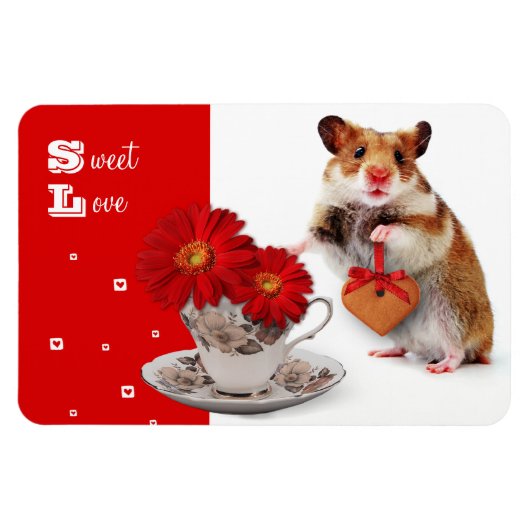 Magnet Flexible Sweet Love. Funny Hamster Cadeau de la Saint Valen (Horizontal)