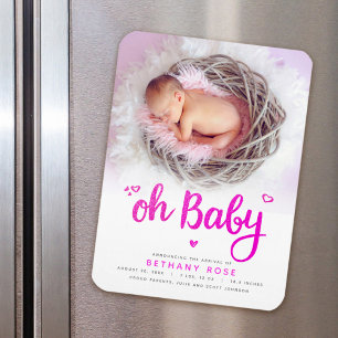 Magnet Flexible Sweet Oh Baby Girl Photo Faire-part de naissance