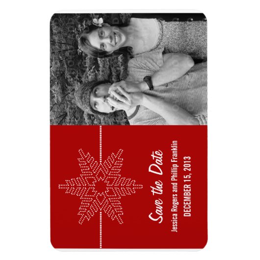 Magnet Flexible Sweet Snowflake Enregistrer l'aimant Date, Rouge (Vertical)