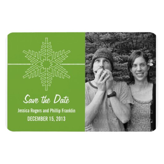 Magnet Flexible Sweet Snowflake Enregistrer l'aimant de date, vert (Horizontal)
