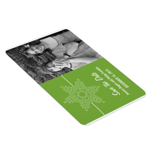 Magnet Flexible Sweet Snowflake Enregistrer l'aimant de date, vert (Côté Droit)