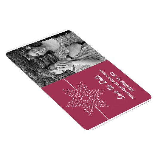 Magnet Flexible Sweet Snowflake Save the Date Magnet, Fuchsia (Côté Droit)